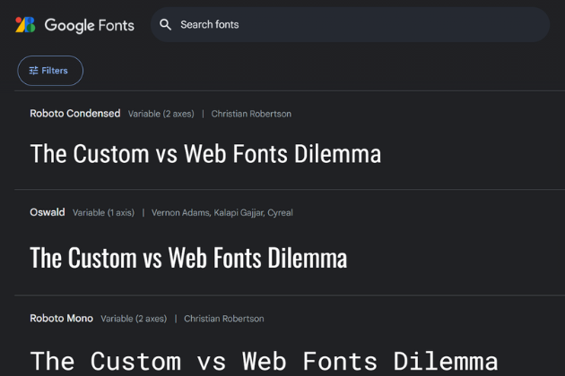 Capture d'écran d'une page Google Fonts
